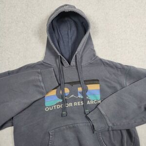Outdoor Research Hoodie Womens Large Blue Hiking Climbing Logo Drawstrings